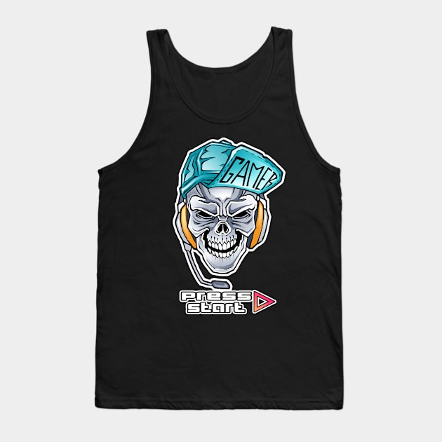 Skull Gamer Press Start Mode Tank Top by dnlribeiro88